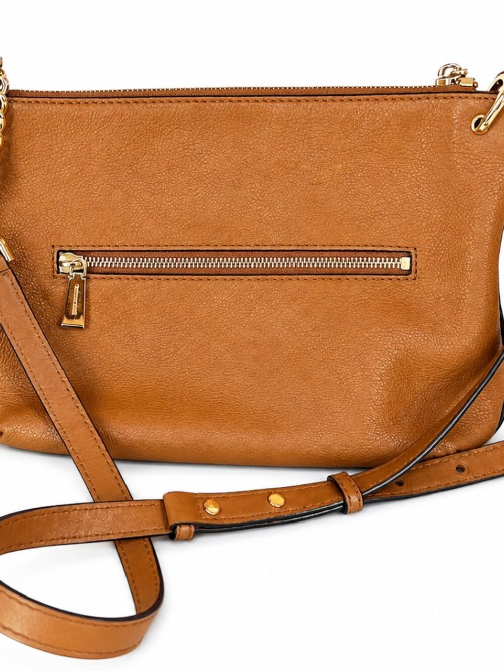 Michael Kors Jet Set Chain Crossbody Bag Brown Leather Acorn MK Messenger - Picture 2 of 5